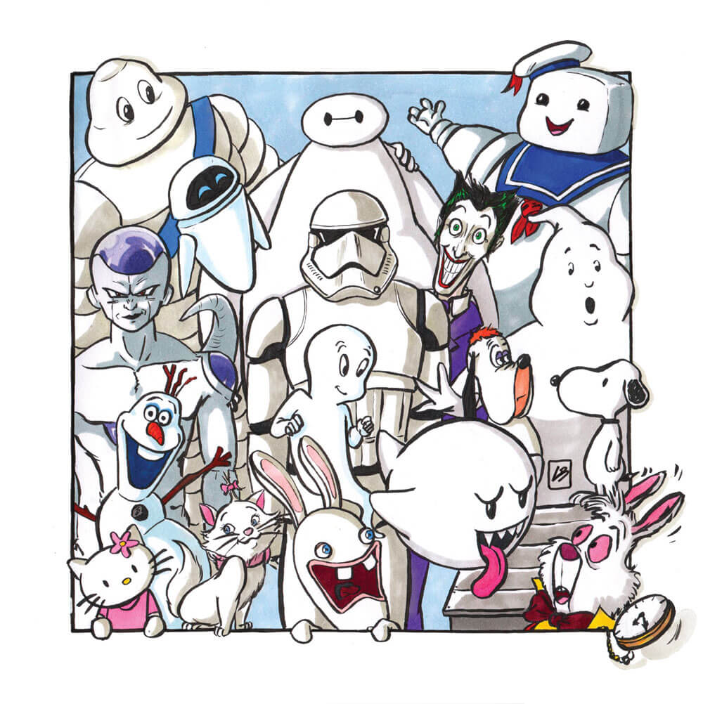 Personagens da cultura pop cor branco