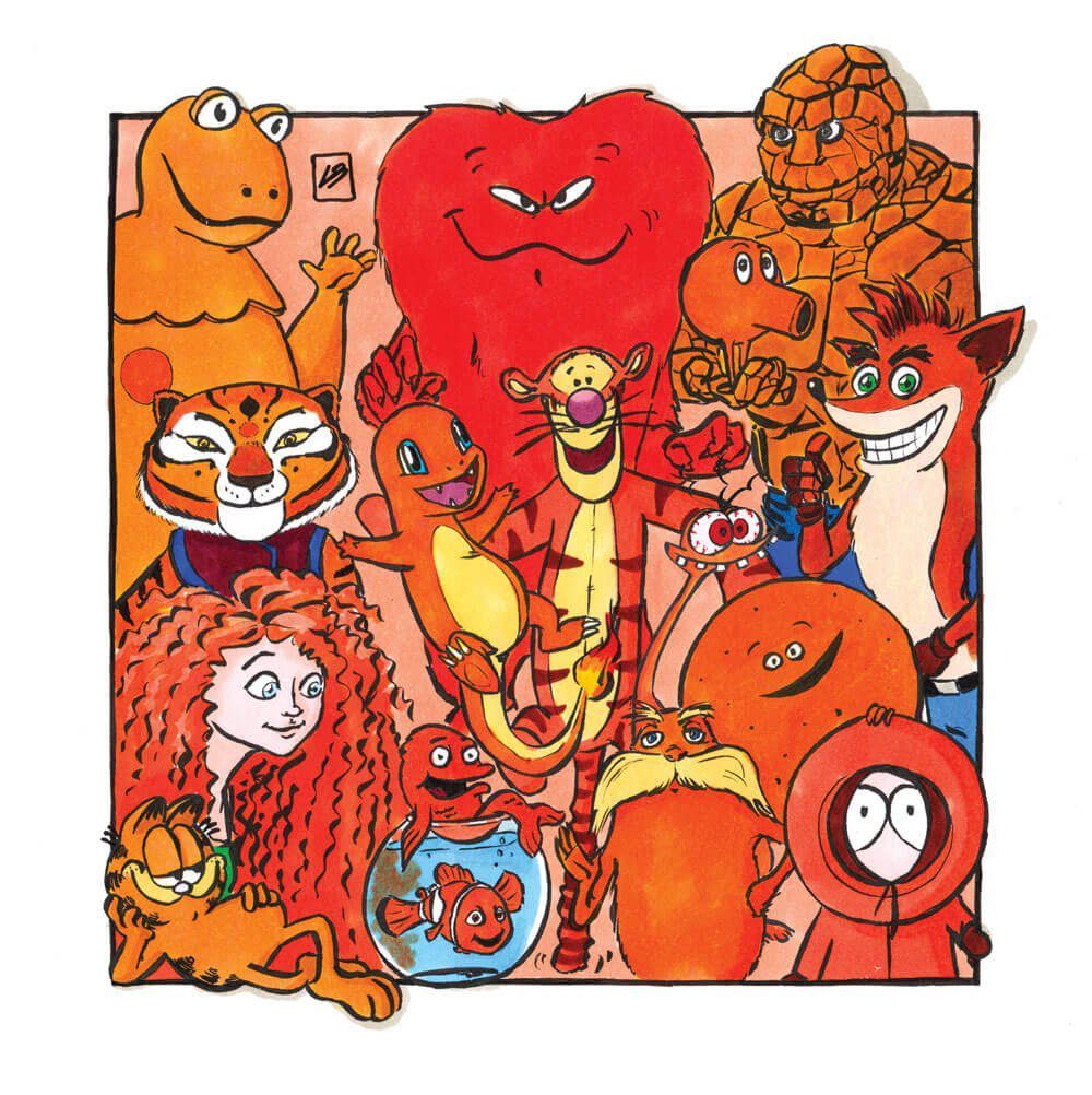 Personagens da cultura pop cor laranja