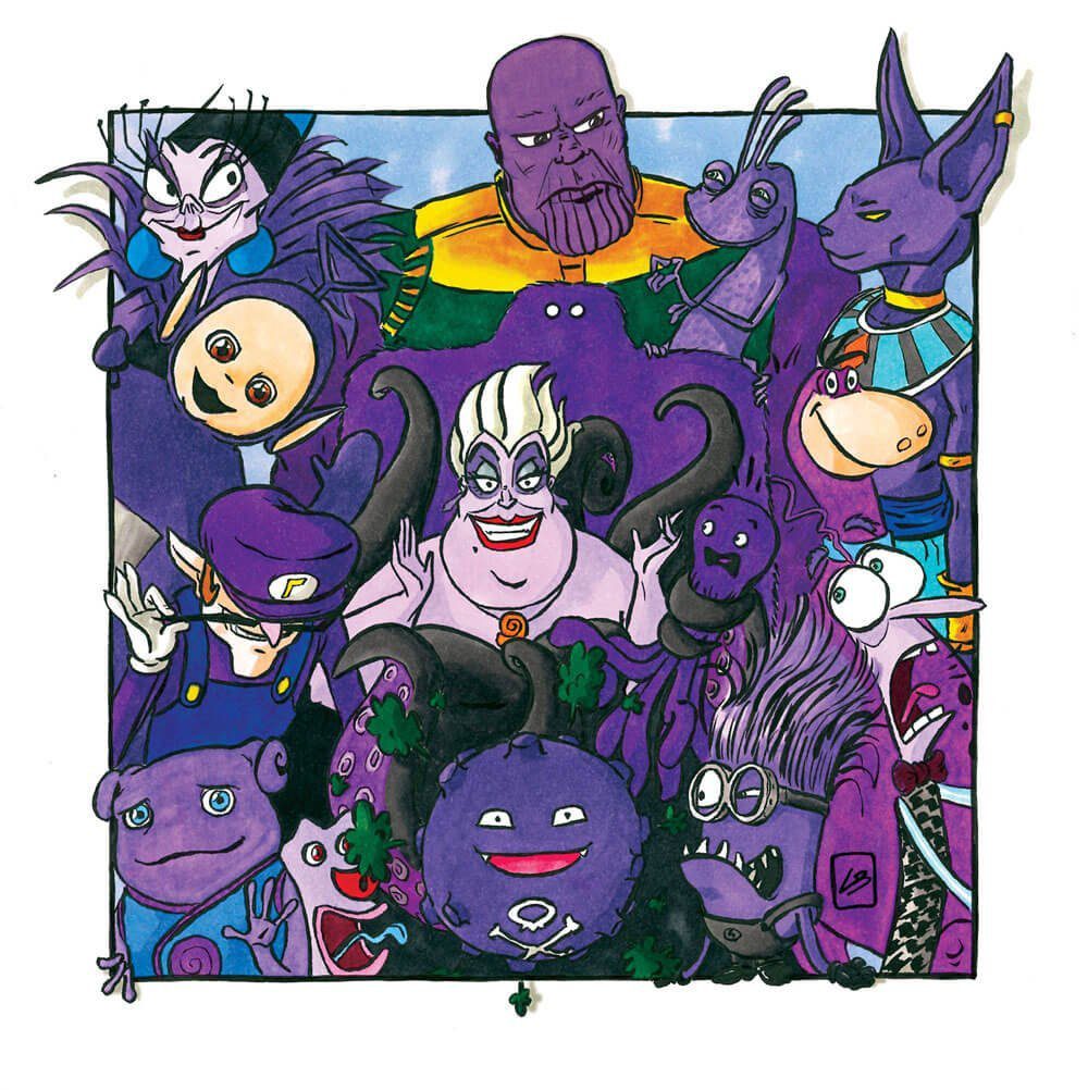 Personagens da cultura pop cor roxo