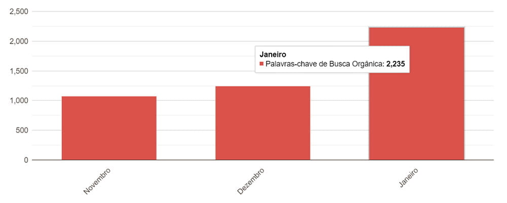 Resultados da busca orgânica em janeiro de 2020