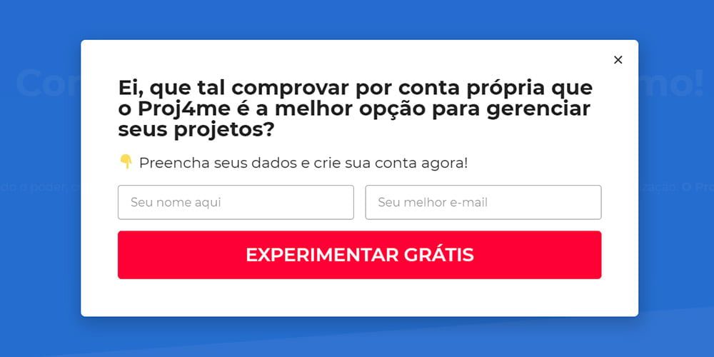 Popup exit intent Proj4me