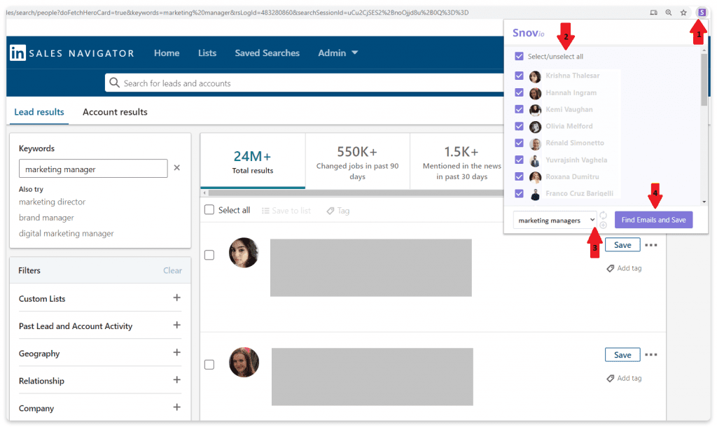 Snov.io e Sales Navigator