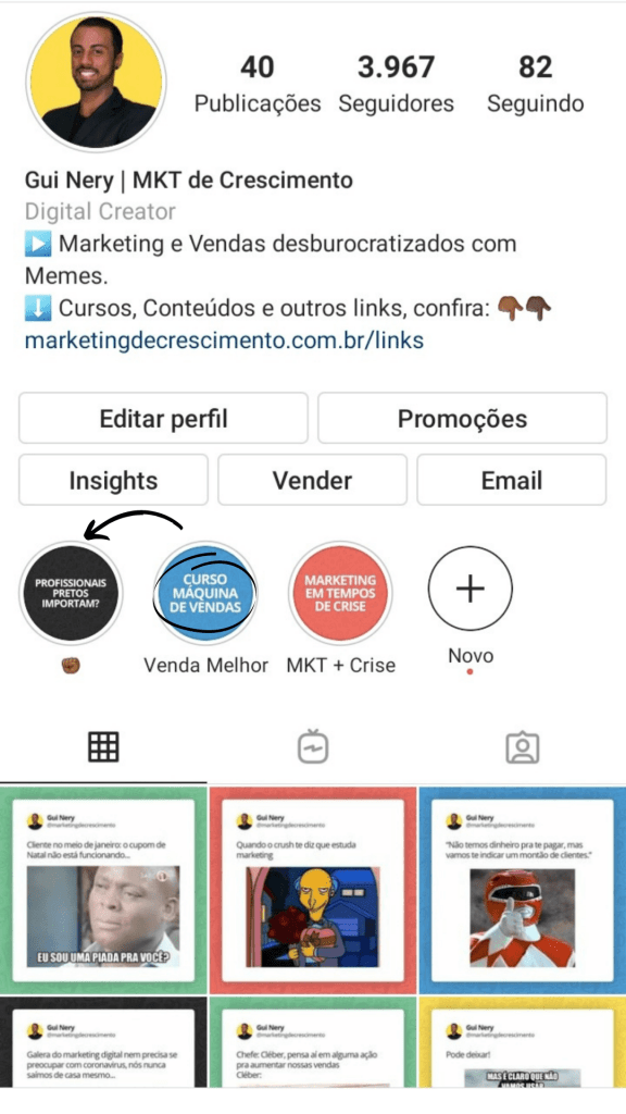 Destaques no Instagram