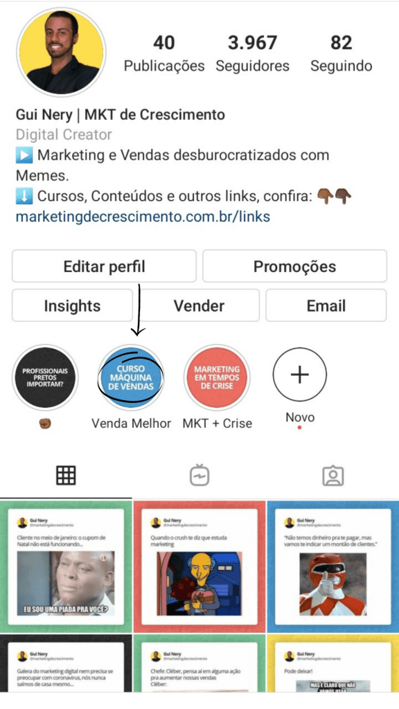 Destaques no Instagram