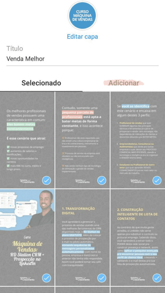 Destaques no instagram