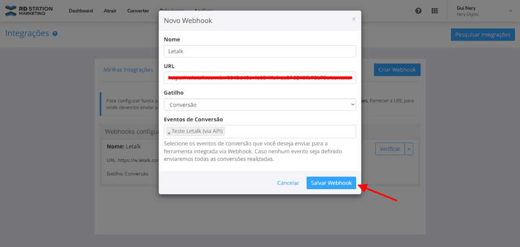 Integração do RD Station com Letalk para automação de WhatsApp via Webhooks