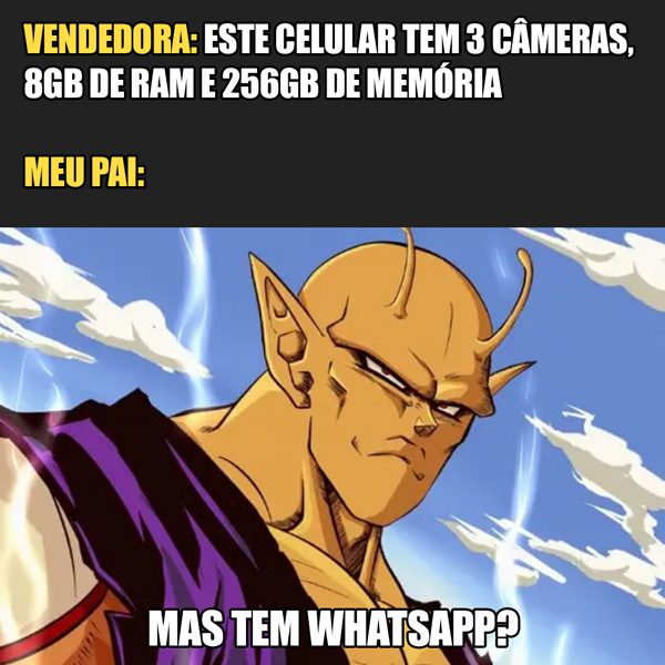 Meme pai com WhatsApp no celular